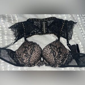 Victoria's Secret Black Lace Studded Bra